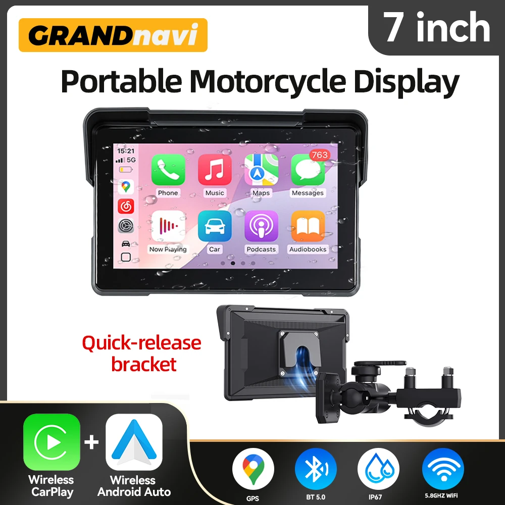 7 inch Portable Motorcycle GPS Navigation Detachable Bracket IP67 LCD Display For Wireless CarPlay Android Auto Support TPMS
7 inch Portable Motorcycle GPS Navigation Detachable Bracket IP67 LCD Display For Wireless CarPlay Android Auto Support TPMS