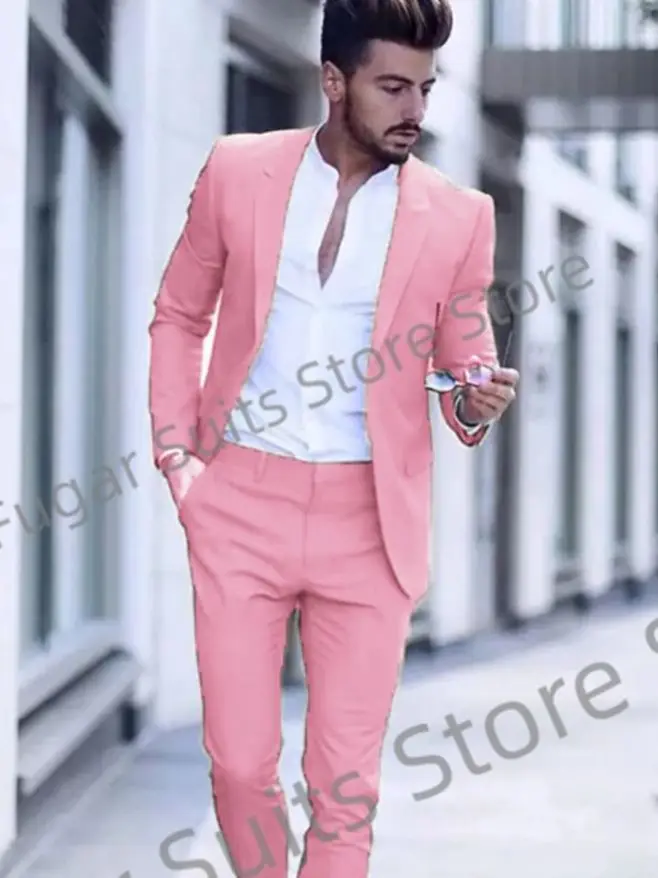 Pink Luxurious Suits For Men Slim Fit Wedding Party Groom Tuxedos 2 Pieces Sets Business Male Blazer Trajes De Hombre
Pink Luxurious Suits For Men Slim Fit Wedding Party Groom Tuxedos 2 Pieces Sets Business Male Blazer Trajes De Hombre
