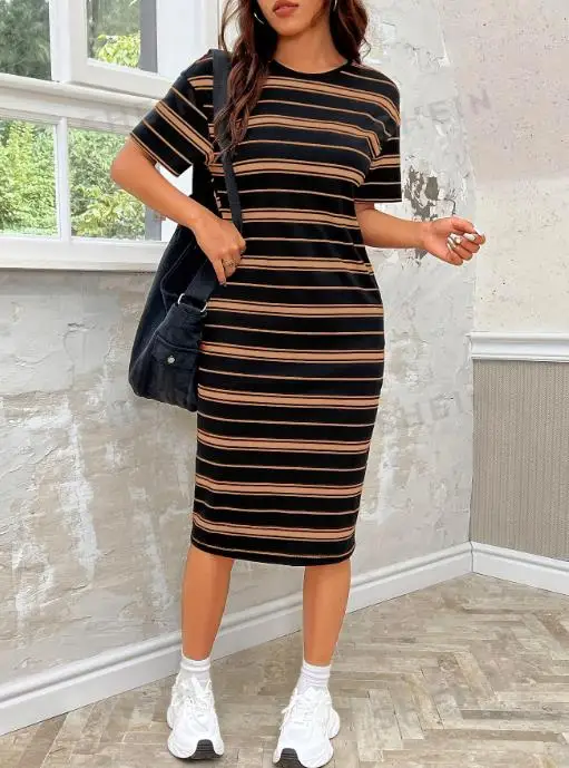 Fashionable and Casual Summer New Item for 2025 Women's Mid Length Long Skirt, Short Sleeved Round Neck Striped Printed Dress
Fashionable and Casual Summer New Item for 2025 Women's Mid Length Long Skirt, Short Sleeved Round Neck Striped Printed Dress