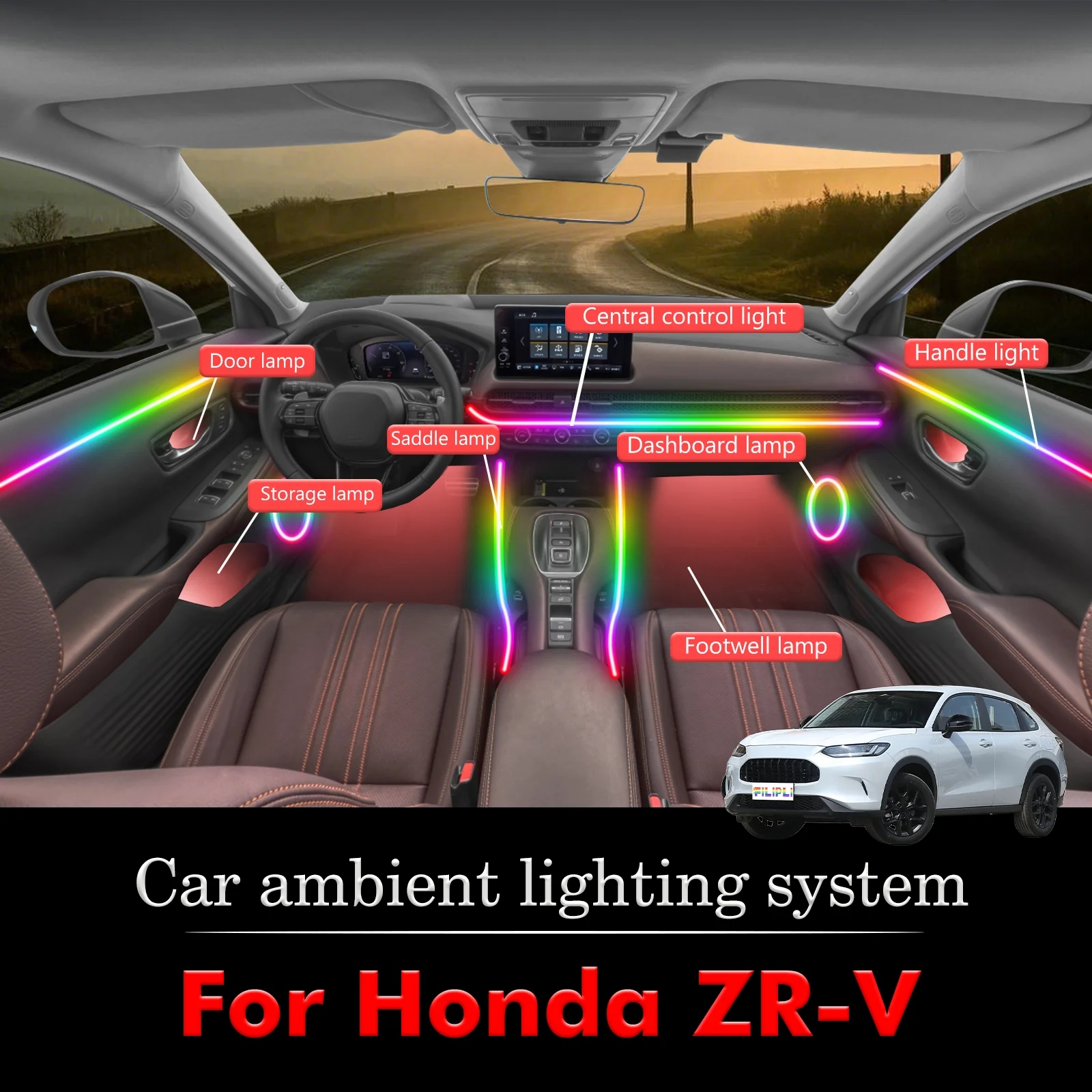 For Honda ZR-V Car Interior Ambient Lamp Kit RGB 64-Color LED Smart Remote Control Energy Saving Efficient Set
For Honda ZR-V Car Interior Ambient Lamp Kit RGB 64-Color LED Smart Remote Control Energy Saving Efficient Set