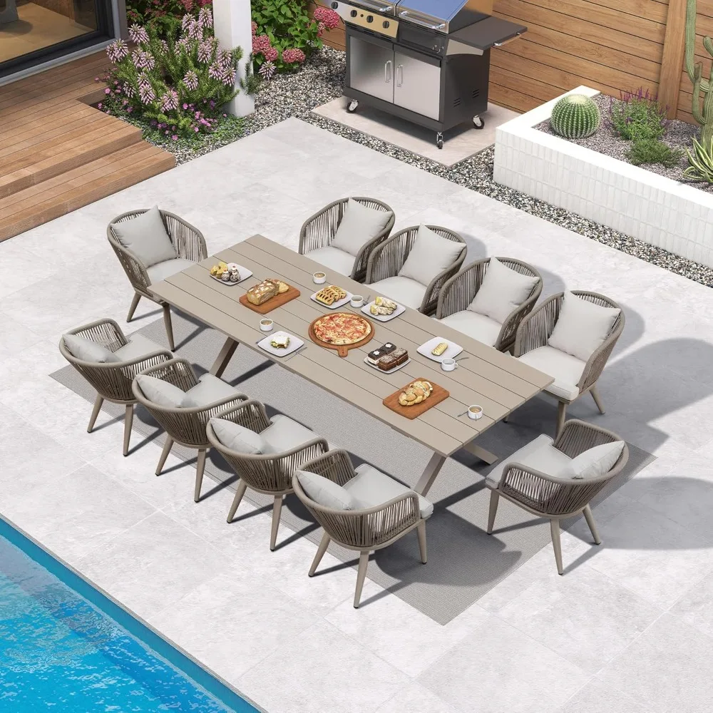 Patio Dining Set Wicker Outdoor Furniture Rectangular Table and Chairs Set for Garden Deck Aluminum Frame
Patio Dining Set Wicker Outdoor Furniture Rectangular Table and Chairs Set for Garden Deck Aluminum Frame