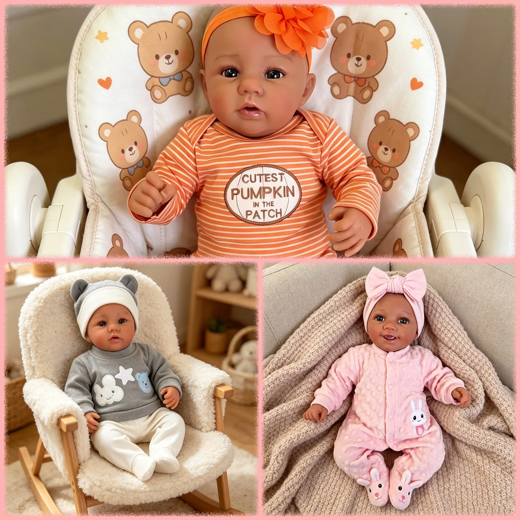 Dark Skin Reborn Doll Soft Cloth Body 18Inch Smiling/AbigailHand Paint Hair Lifelike Toddler Collectible Art Doll
Dark Skin Reborn Doll Soft Cloth Body 18Inch Smiling/AbigailHand Paint Hair Lifelike Toddler Collectible Art Doll