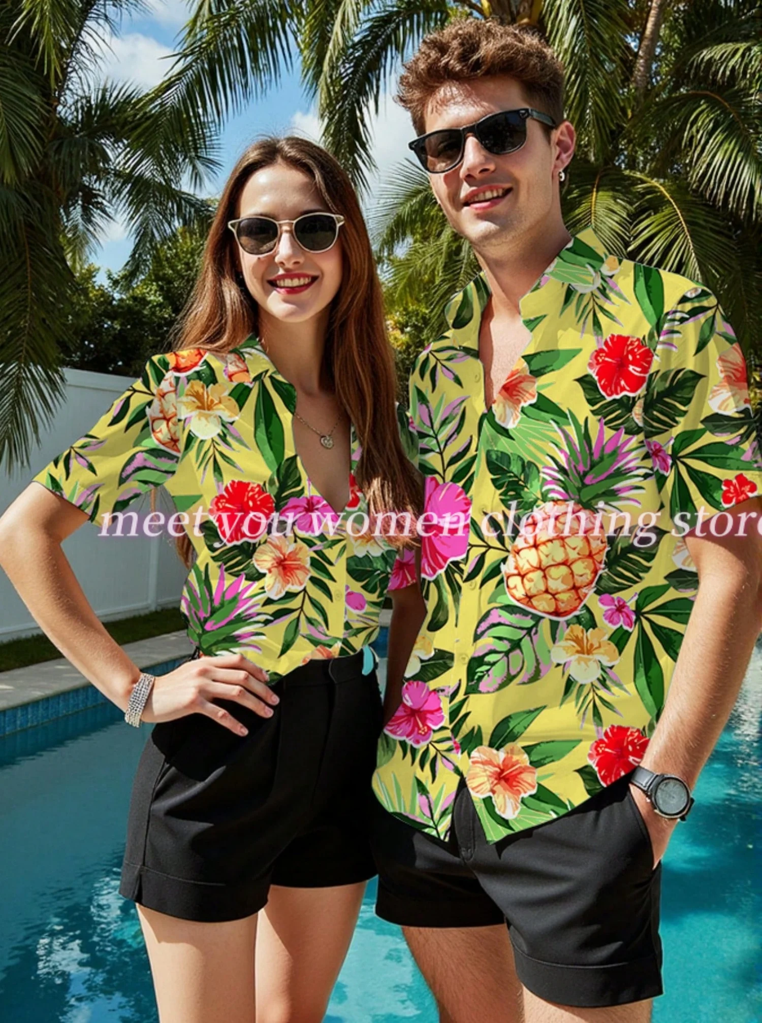 summer Pineapple flower print couple Short Sleeved Shirts Beach Shirts Hawaii Vacation Shirts Loose Lady Shirts Lady Cllothing
summer Pineapple flower print couple Short Sleeved Shirts Beach Shirts Hawaii Vacation Shirts Loose Lady Shirts Lady Cllothing