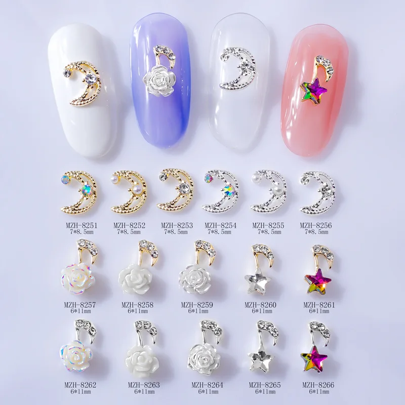 10Pcs Simple White Moon and Stars Nail Art Jewelry Japanese Style Moonflower Nail Decoration Charms 
10Pcs Simple White Moon and Stars Nail Art Jewelry Japanese Style Moonflower Nail Decoration Charms