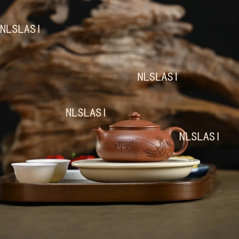 220ml Yixing Hanjiang Fishing Purple Clay Pot Household Chinese Style Tea Pot Small Capacity Carved Teapot Kung Fu Tea Set
220ml Yixing Hanjiang Fishing Purple Clay Pot Household Chinese Style Tea Pot Small Capacity Carved Teapot Kung Fu Tea Set