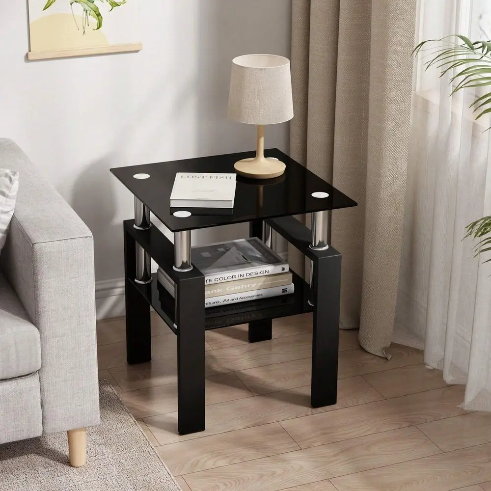 Side Table 2Tier Modern Glass Top Corner Table Living Room Side Table With Metal Leg For Living Room, Dining Room, Bedroom
Side Table 2Tier Modern Glass Top Corner Table Living Room Side Table With Metal Leg For Living Room, Dining Room, Bedroom