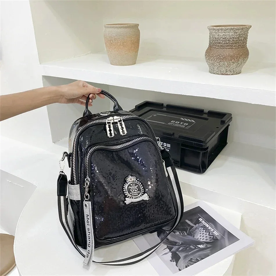 High Quality Soft Leather Bookbag Fashion Sequins Women Backpack High-capacity Casual School Bags 3 in 1 Ladies Travel Bagpacks
High Quality Soft Leather Bookbag Fashion Sequins Women Backpack High-capacity Casual School Bags 3 in 1 Ladies Travel Bagpacks