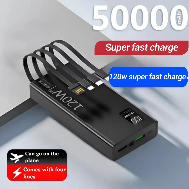 Self - contained Cable 20000mAh 120W Super Fast Charging 50000mAh High - capacity Power Bank 
Self - contained Cable 20000mAh 120W Super Fast Charging 50000mAh High - capacity Power Bank
