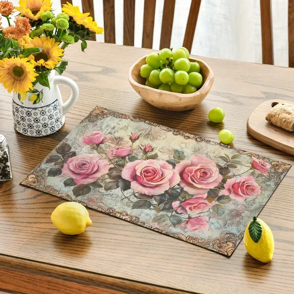 Vintage Pink Rose Print Placemat, 1-Piece, Washable, Home Dining Table Placemat
Vintage Pink Rose Print Placemat, 1-Piece, Washable, Home Dining Table Placemat