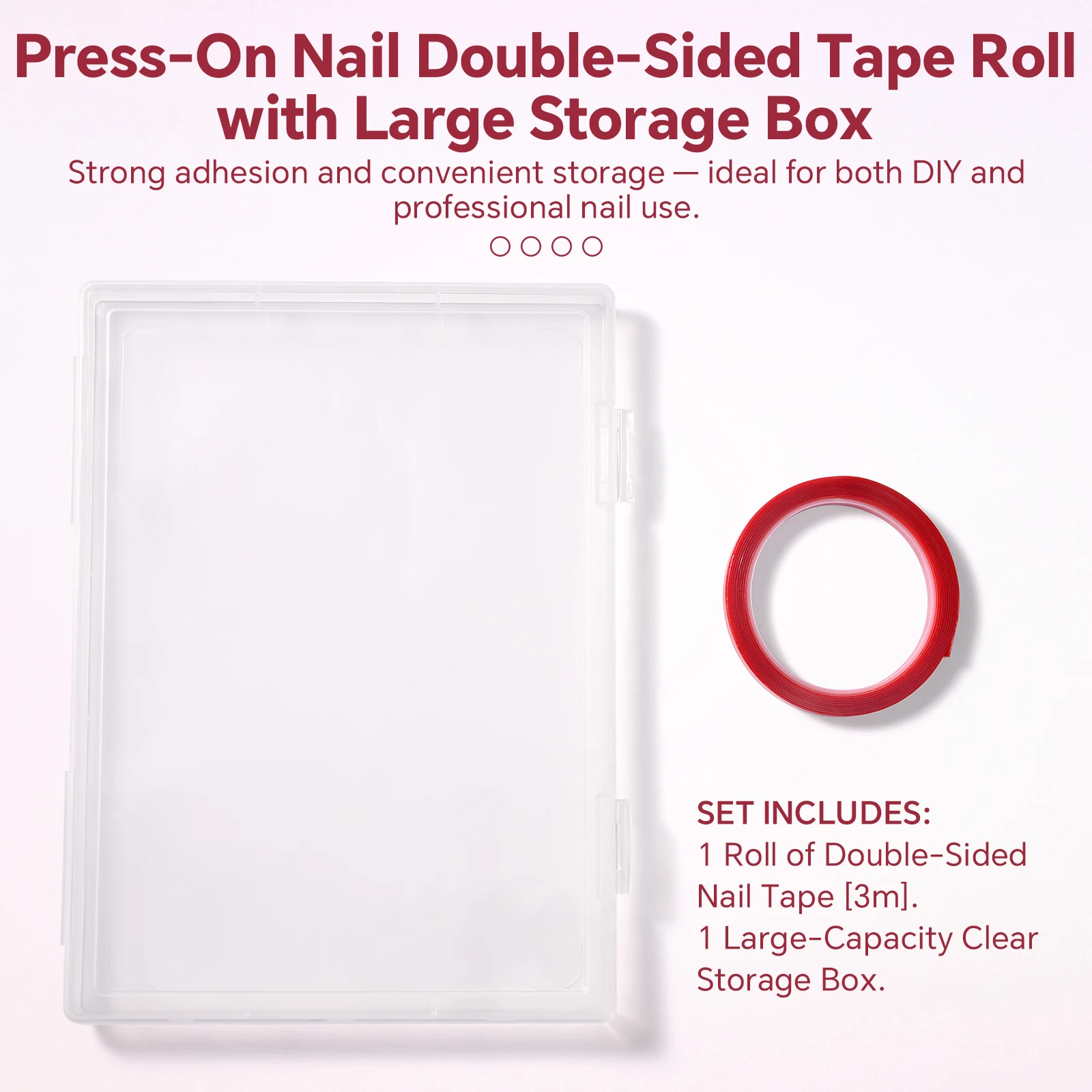 Nail Art Storage Box High-Capacity Transparent Acrylic Press-On Nails Double Sided Tape Roll KADS Simple Nail Art Display
Nail Art Storage Box High-Capacity Transparent Acrylic Press-On Nails Double Sided Tape Roll KADS Simple Nail Art Display
