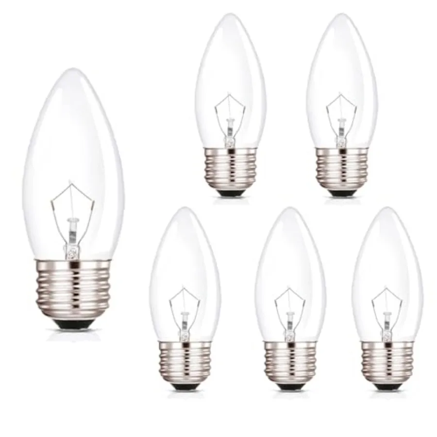 B11 Lighting Torpedo Clear C35 CTC 40W E26 Base Decorative Incandescent Light Bulbs 120V for Chandeliers, Ceiling Fan Lights, P
B11 Lighting Torpedo Clear C35 CTC 40W E26 Base Decorative Incandescent Light Bulbs 120V for Chandeliers, Ceiling Fan Lights, P