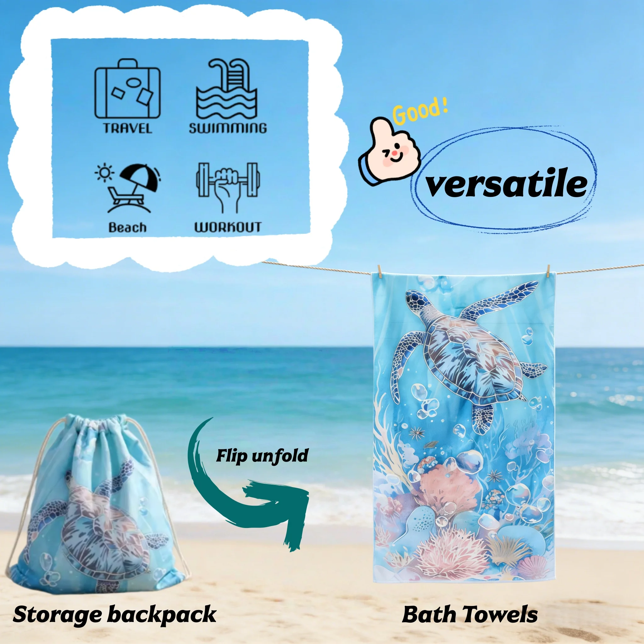 XIAOTREE Multi-functional 2-in-1 Beach Towel Backpack - Convertible Storage Bag, Essential for Swimming, Picnics, and Vacations
XIAOTREE Multi-functional 2-in-1 Beach Towel Backpack - Convertible Storage Bag, Essential for Swimming, Picnics, and Vacations