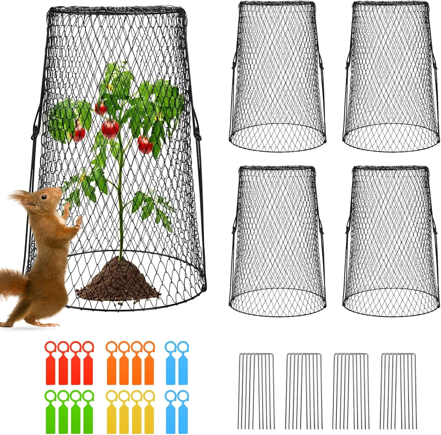 5-Pack 17.7" Tall Plant Cloches with Stakes, Stackable Rustproof Garden Covers for Animal Protection
5-Pack 17.7" Tall Plant Cloches with Stakes, Stackable Rustproof Garden Covers for Animal Protection