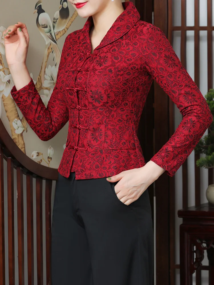 Autumn and winter velvet lace floral cheongsam top retro, warm casual jacket long-sleeved Tang suit women top lapel
Autumn and winter velvet lace floral cheongsam top retro, warm casual jacket long-sleeved Tang suit women top lapel