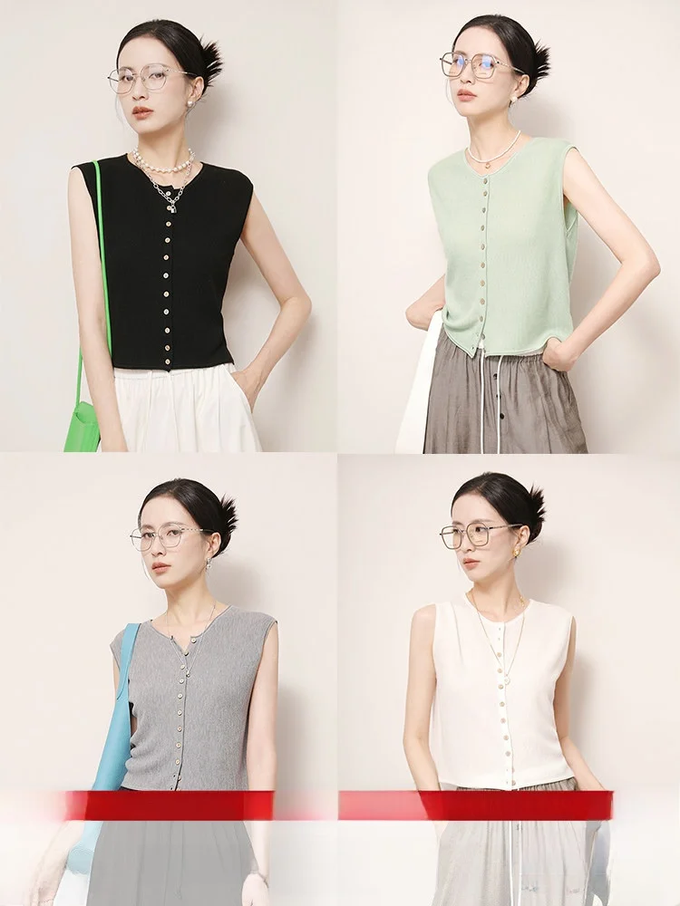 Pumen XUS round Ne Knitted Silk Vest Women's Summer Commute High-End Svel Top Comfortable Breathable Lightweight
Pumen XUS round Ne Knitted Silk Vest Women's Summer Commute High-End Svel Top Comfortable Breathable Lightweight