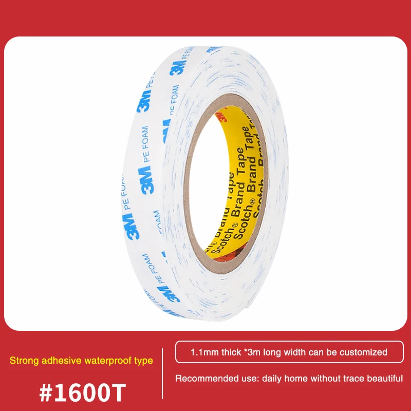 3M 1600T Strong Seamless Foam Double-Sided Tape, High-Temperature Resistant Pefoam White Foam Tape
3M 1600T Strong Seamless Foam Double-Sided Tape, High-Temperature Resistant Pefoam White Foam Tape