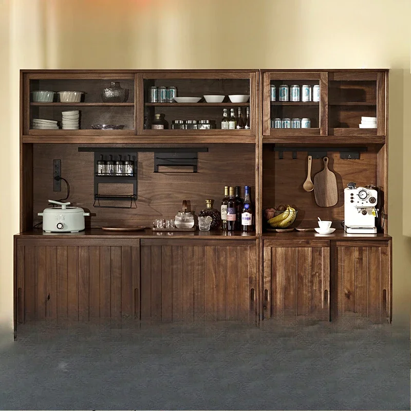 Black walnut multi-functional side cabinet integrated against the wall kitchen solid wood storage simple storage
Black walnut multi-functional side cabinet integrated against the wall kitchen solid wood storage simple storage
