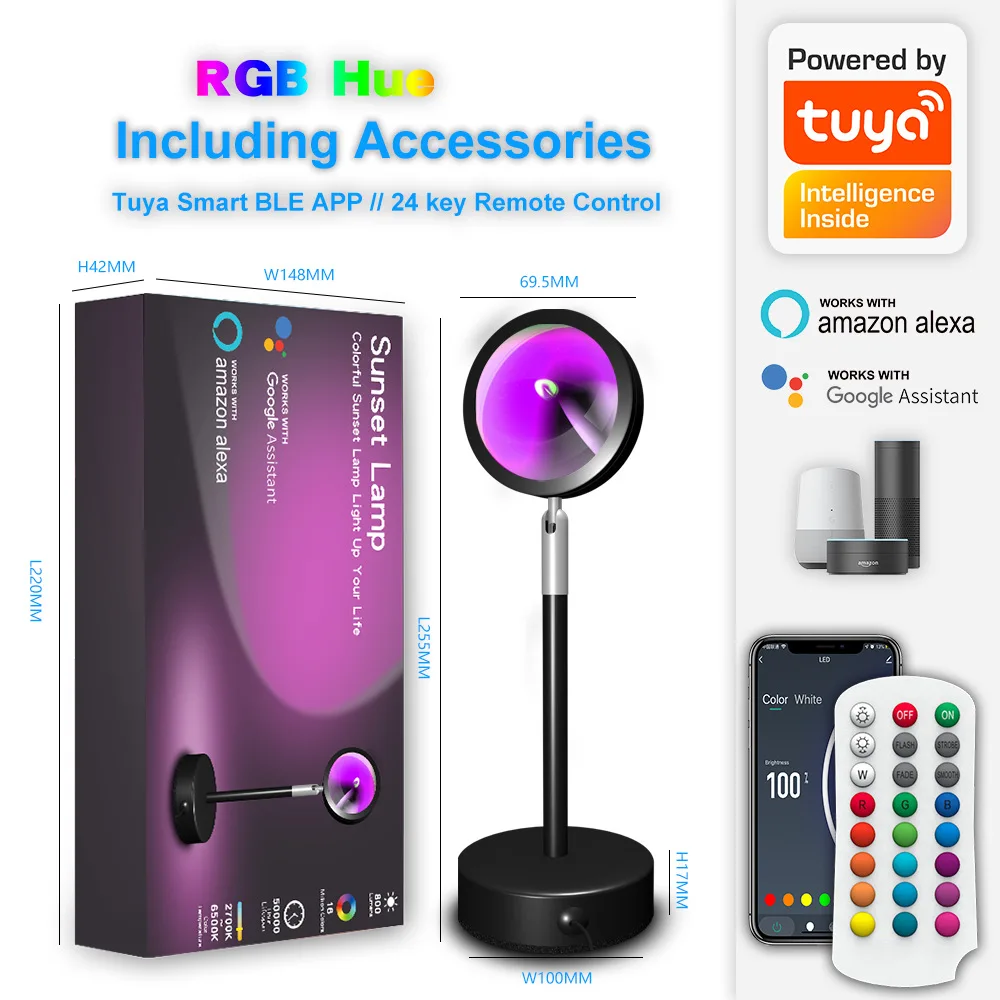 Smart RGB Sunset Projection Lamp with APP Bluetooth Remote Control USB Powered Rainbow LED Floor Light for Home Decor Background
Smart RGB Sunset Projection Lamp with APP Bluetooth Remote Control USB Powered Rainbow LED Floor Light for Home Decor Background