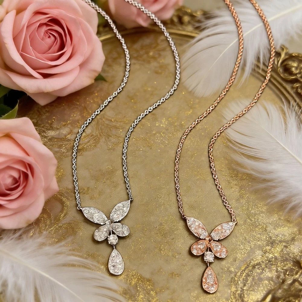 Trendy 2026 French Butterfly Pendant Sparkling Moissanite Necklace for Women Charming Party Gift
Trendy 2026 French Butterfly Pendant Sparkling Moissanite Necklace for Women Charming Party Gift