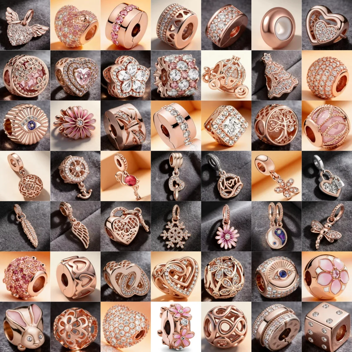 New 925 Silver Rose Gold Series 1 Flower Dice Crane Fit Buckle Bead Charm Fit for Bracelet Necklace DIY Fine Jewelry Accessories
New 925 Silver Rose Gold Series 1 Flower Dice Crane Fit Buckle Bead Charm Fit for Bracelet Necklace DIY Fine Jewelry Accessories