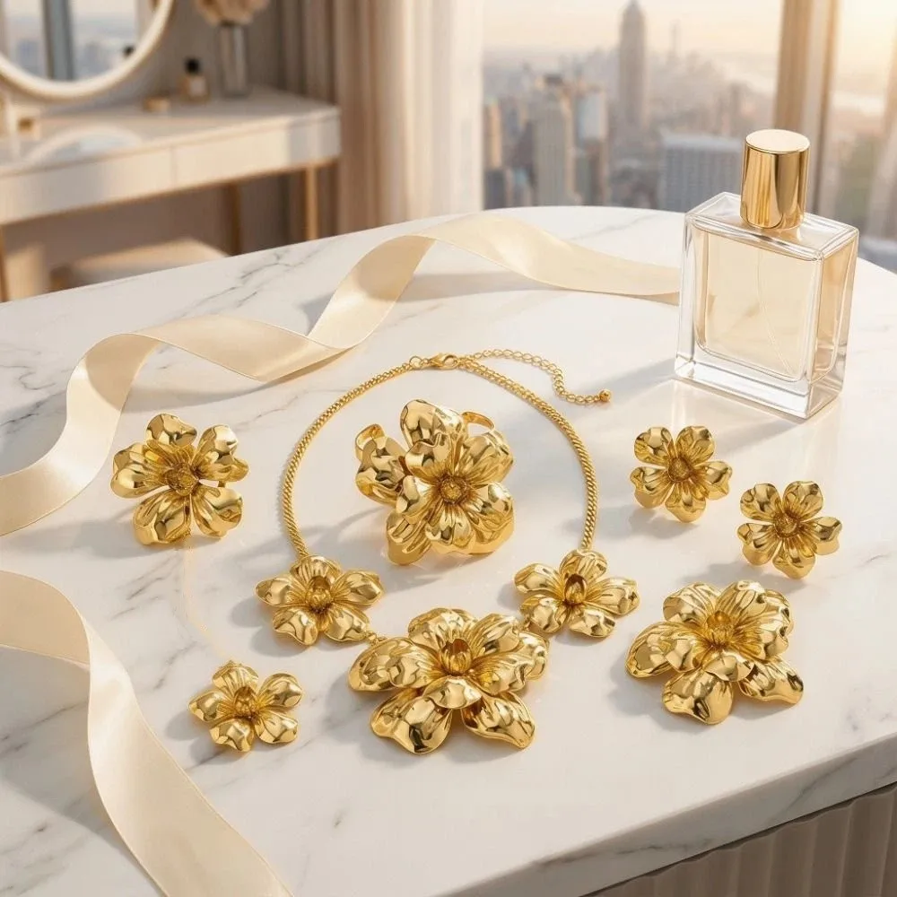 Retro Style Metal Flower Jewelry Set Vintage Design Large Flower 3D Floral Earrings European Style 3D Stereo
Retro Style Metal Flower Jewelry Set Vintage Design Large Flower 3D Floral Earrings European Style 3D Stereo