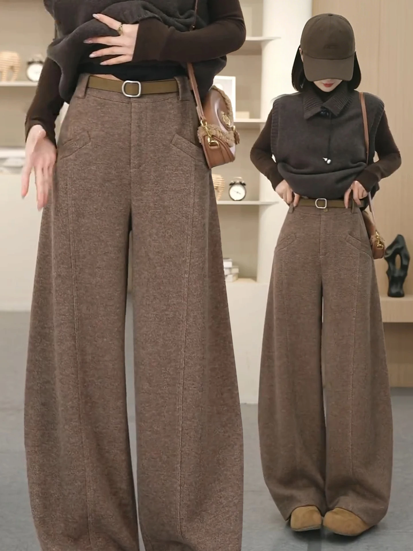 High Waist Wide Leg Woolen Banana Pants Women's Autumn Winter Casual Loose Knife Trousers Comfortable Soft Polyester Blend
High Waist Wide Leg Woolen Banana Pants Women's Autumn Winter Casual Loose Knife Trousers Comfortable Soft Polyester Blend