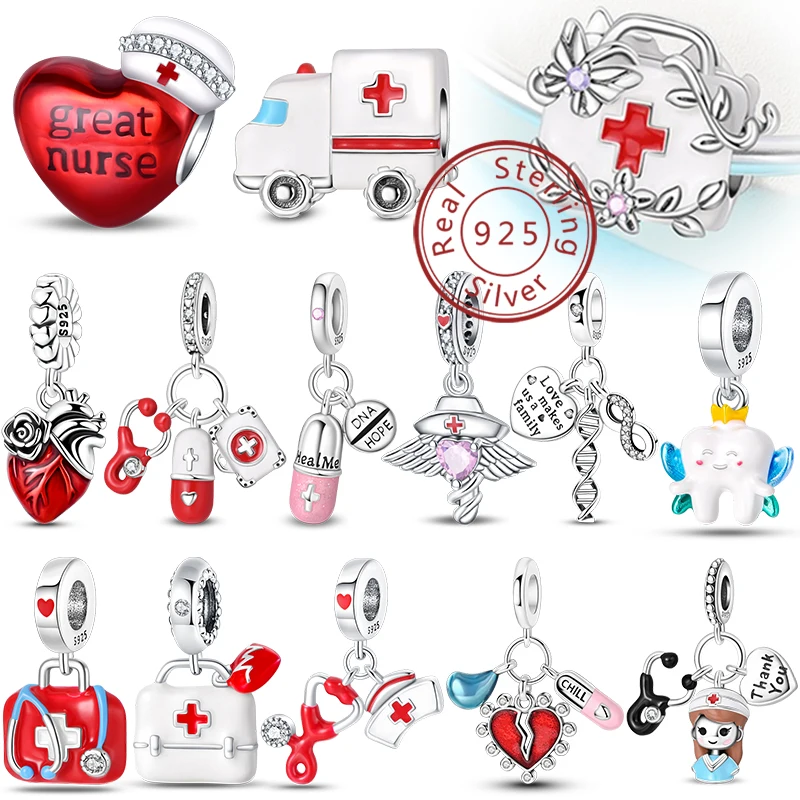 Doctor Nurse 925 Sterling Silver Original Trendy Charms Beads Pendants Suitable for Bracelet DIY Fine Making Jewelry
Doctor Nurse 925 Sterling Silver Original Trendy Charms Beads Pendants Suitable for Bracelet DIY Fine Making Jewelry