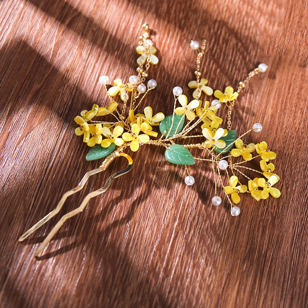 U-shaped Hairpins Hair Stick For Women Chinese Hanfu Hair Accessories Flower Pearl Tassel Yellow Headawear Retro Party Jewellery
U-shaped Hairpins Hair Stick For Women Chinese Hanfu Hair Accessories Flower Pearl Tassel Yellow Headawear Retro Party Jewellery