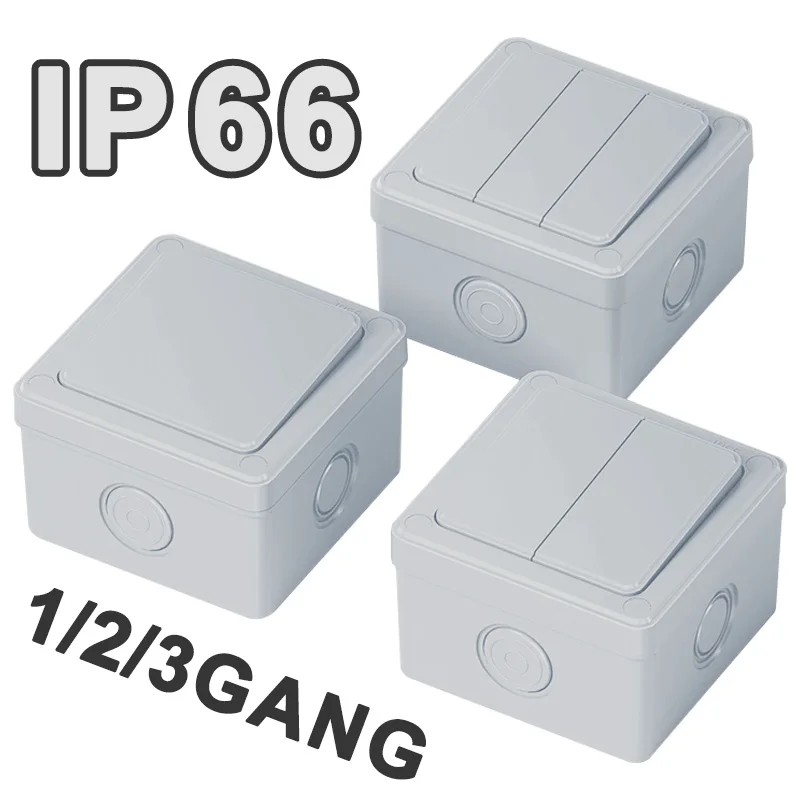 Наружный настенный выключатель IP66, защищенный от атмосферных воздействий, 16 А, кнопочный переключатель включения-выключения 1/2/3, водонепроницаемые выключатели питания, настенное крепление
Наружный настенный выключатель IP66, защищенный от атмосферных воздействий, 16 А, кнопочный переключатель включения-выключения 1/2/3, водонепроницаемые выключатели питания, настенное крепление