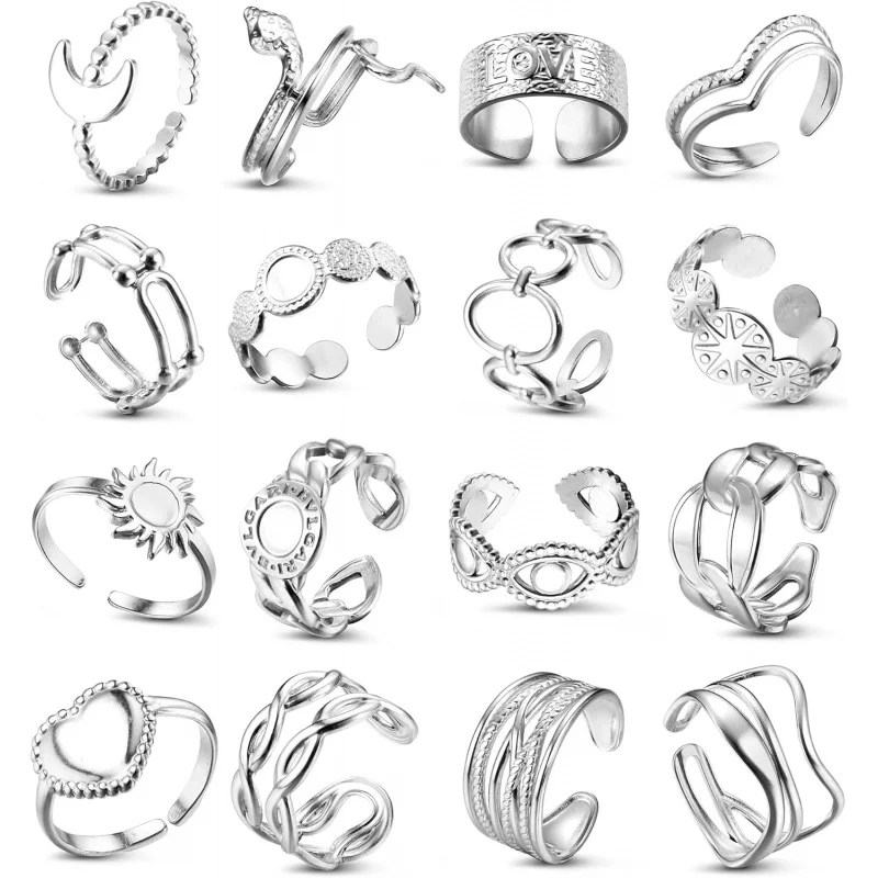 16PCS Stainless Steel Rings for Women, Adjustable Knuckle Rings, Trendy Non-Tarnish Jewelry Set.
16PCS Stainless Steel Rings for Women, Adjustable Knuckle Rings, Trendy Non-Tarnish Jewelry Set.