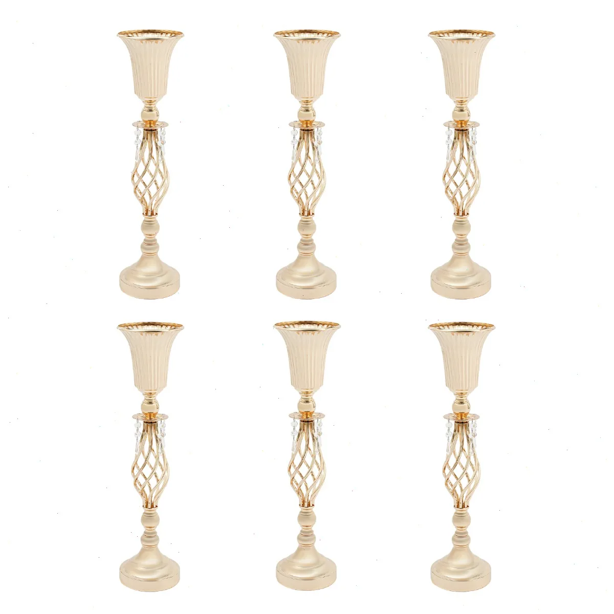 6Pcs 23.2in Golden Braided Candlesticks , Floor Candelabra Standing Candelabra, Crystal Vase Style for Wedding Party Home Decoration
6Pcs 23.2in Golden Braided Candlesticks , Floor Candelabra Standing Candelabra, Crystal Vase Style for Wedding Party Home Decoration