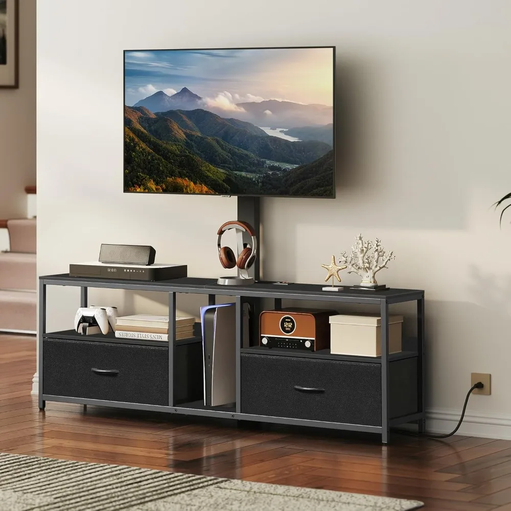TV Stand with Mount for up to 65", Entertainment Center with Switch-Controlled Charging Station, Swivel TV Stand Mount with Fabr
TV Stand with Mount for up to 65", Entertainment Center with Switch-Controlled Charging Station, Swivel TV Stand Mount with Fabr