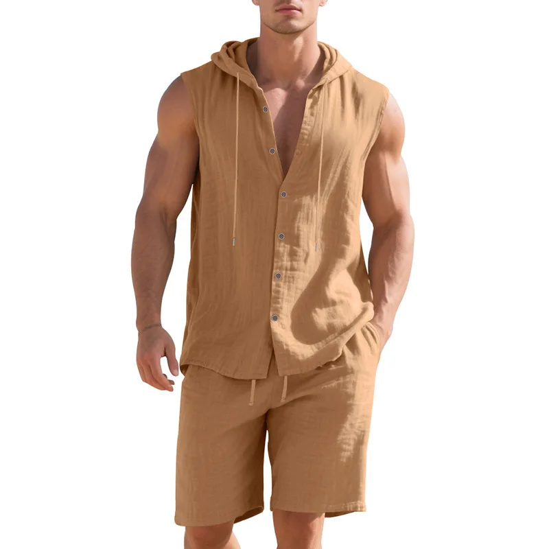 Cross-border Loose Linen Casualcasual Hooded Sleeveless Sports Shirt Shorts Two-piece Set
Cross-border Loose Linen Casualcasual Hooded Sleeveless Sports Shirt Shorts Two-piece Set