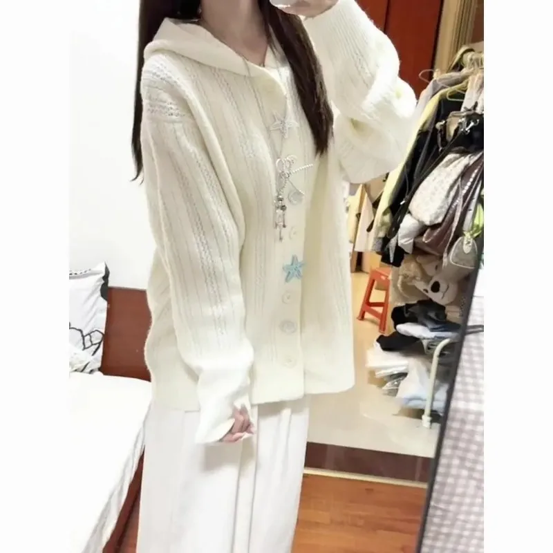 Women Cream Star Button Hooded Knit Cardigan Loose Oversized Casual Autumn Winter Sweater Jacket S-XXL
Women Cream Star Button Hooded Knit Cardigan Loose Oversized Casual Autumn Winter Sweater Jacket S-XXL