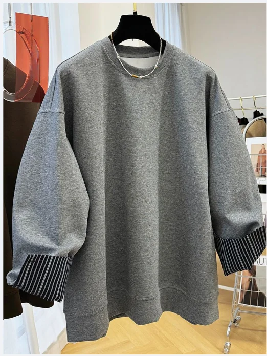 Autumn and Winter Women's Pullover Round Neck Hoodie Lazy Style Splicing Design Fake Two Piece Loose Long Sleeve Tops
Autumn and Winter Women's Pullover Round Neck Hoodie Lazy Style Splicing Design Fake Two Piece Loose Long Sleeve Tops