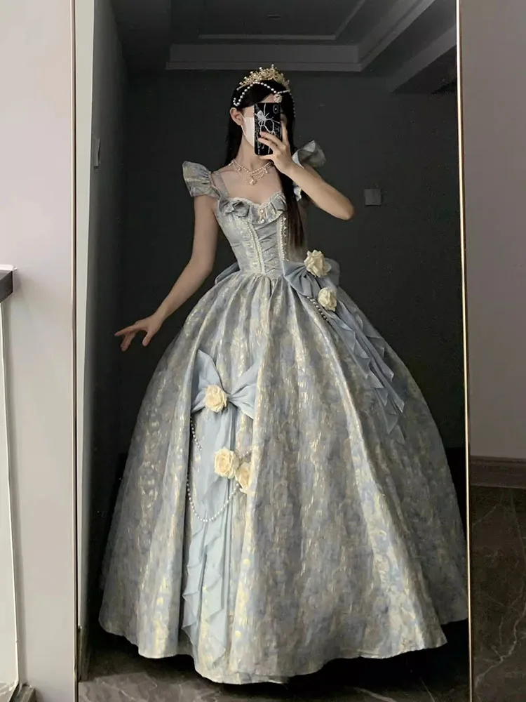 Blue Flower Wedding Floor-Length Adult Formal Dress Elegant Heavy Industry Female
Blue Flower Wedding Floor-Length Adult Formal Dress Elegant Heavy Industry Female