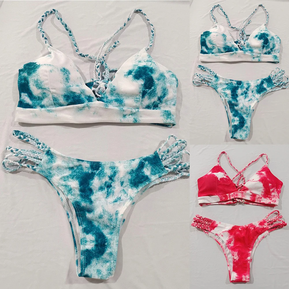 Women Bikinis Set Beachwear Swimsuit Tie-dye Cross Straps Bikini Set High Waist Swimwear Two Piece Bathing Suit
Women Bikinis Set Beachwear Swimsuit Tie-dye Cross Straps Bikini Set High Waist Swimwear Two Piece Bathing Suit