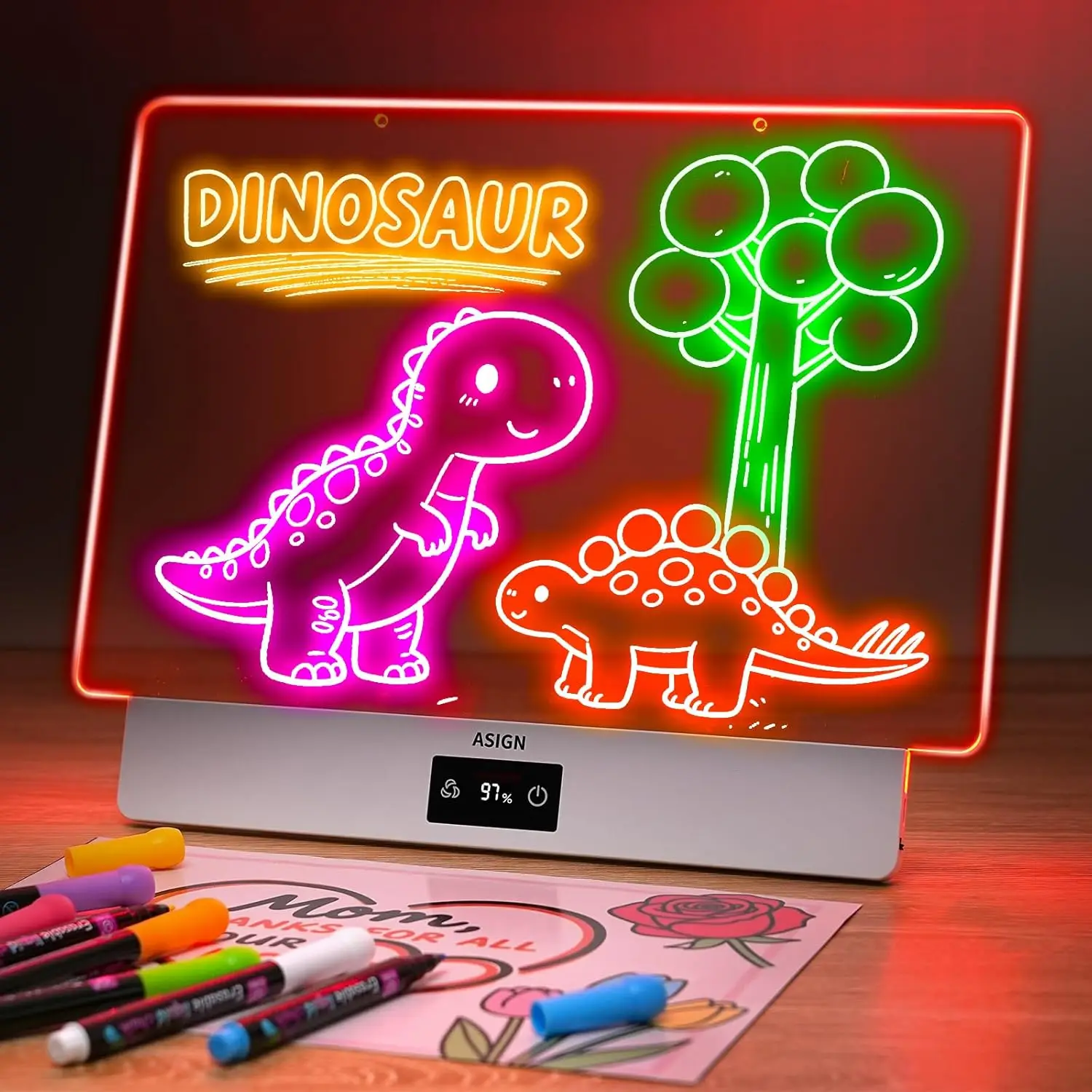 Rechargeable LED Drawing Board, 16.6 Inches Lumiboard, 8 Colors & 3 Modes, Built-in Stand, Includes 7 Markers & Hanging Chain
Rechargeable LED Drawing Board, 16.6 Inches Lumiboard, 8 Colors & 3 Modes, Built-in Stand, Includes 7 Markers & Hanging Chain
