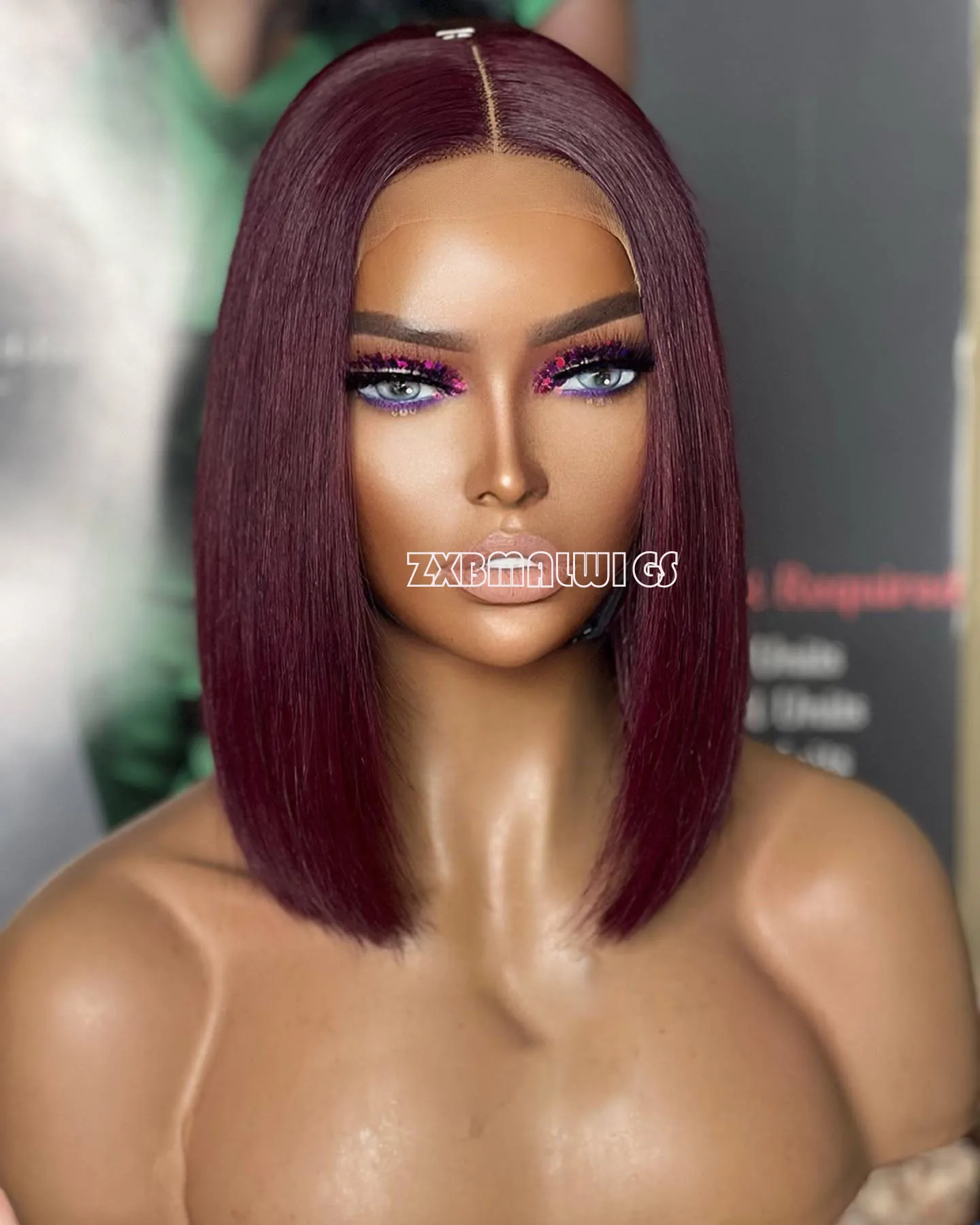 Short Bob Burgundy Silky Straight 13X4 Synthetic Lace Front Wig 150% Density Preplucked Glueless Soft Baby Hair for Women
Short Bob Burgundy Silky Straight 13X4 Synthetic Lace Front Wig 150% Density Preplucked Glueless Soft Baby Hair for Women