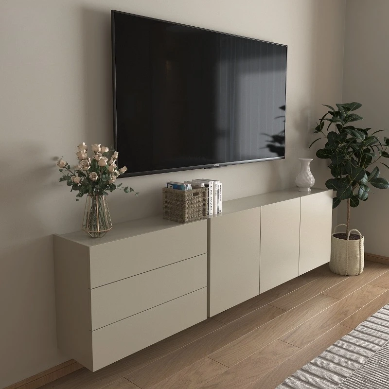 Italian minimalist wall-mounted TV cabinet, living room multi-layer solid wood paint matte hanging TV cabinet
Italian minimalist wall-mounted TV cabinet, living room multi-layer solid wood paint matte hanging TV cabinet