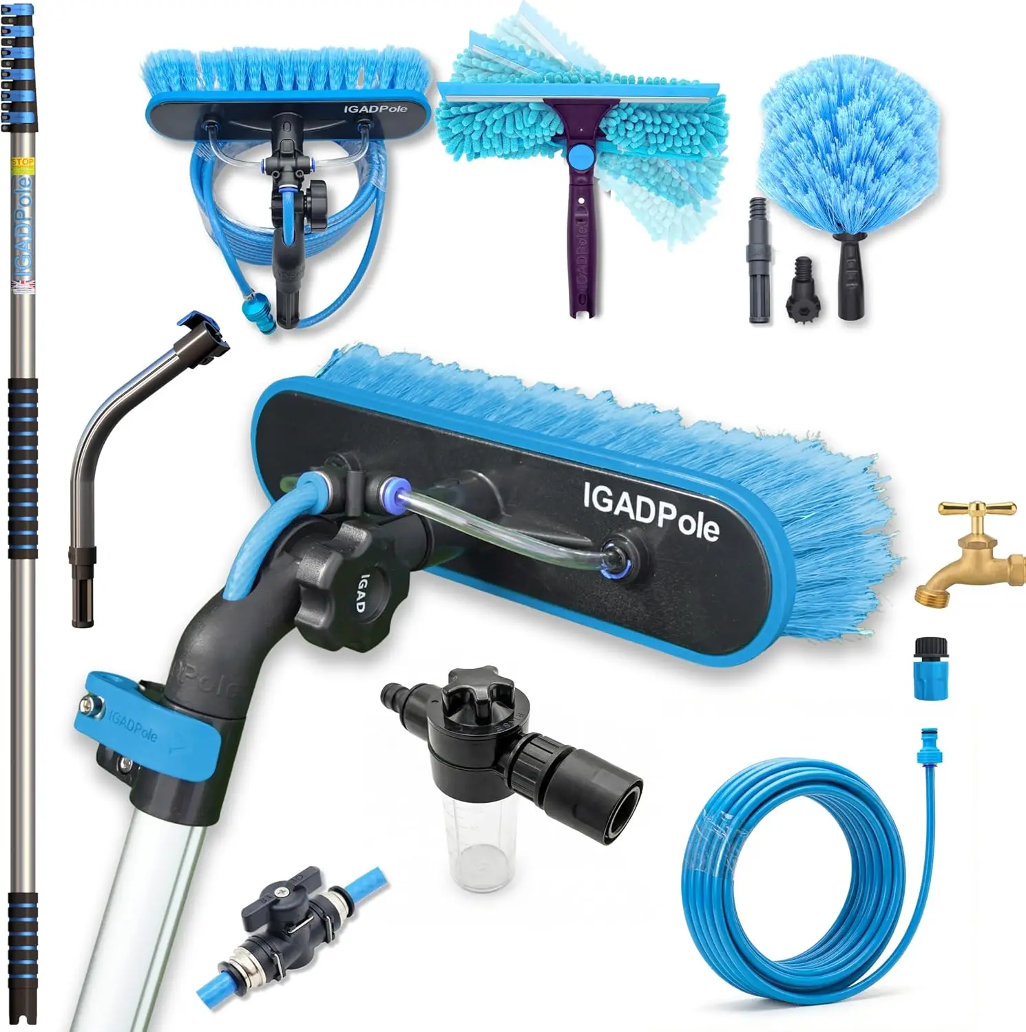 28 FT Telescopic Water-Fed Cleaning Kit with Brush, Squeegee & Duster for Windows, Gutters, Solar Panels
28 FT Telescopic Water-Fed Cleaning Kit with Brush, Squeegee & Duster for Windows, Gutters, Solar Panels