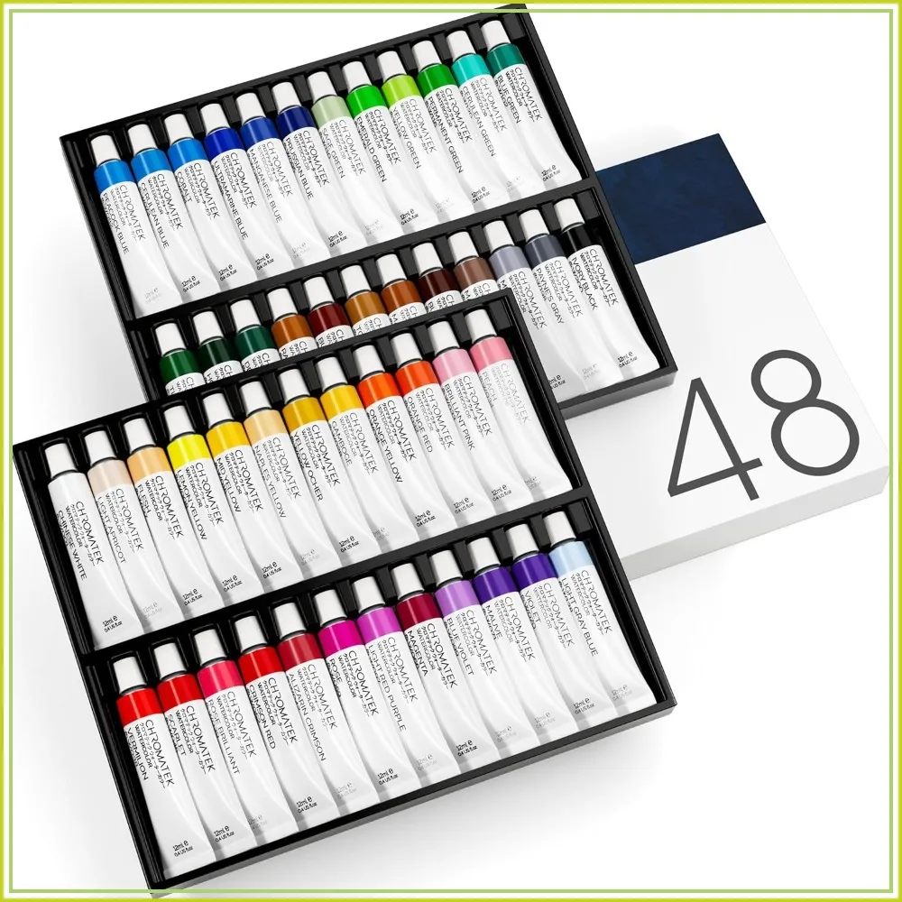 48-Color Watercolor Paint Set - 12ml Tubes, Highly Pigmented, for Adults & Artists
48-Color Watercolor Paint Set - 12ml Tubes, Highly Pigmented, for Adults & Artists