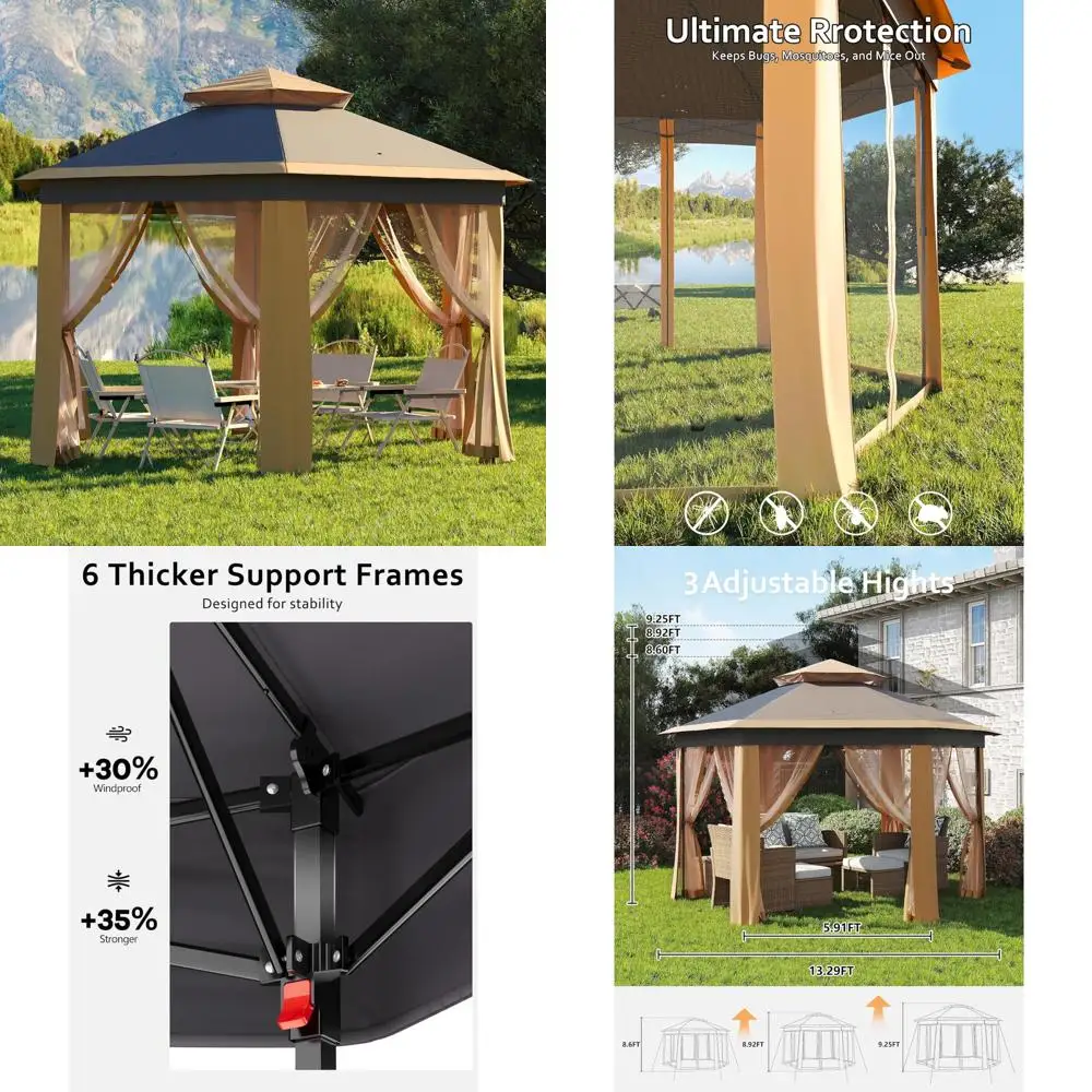 13 x 13FT Pop Up Gazebo, Hexagonal Outdoor Canopy Shelter, Instant Patio Gazebo Tent with Mesh Netting and Strong Steel Frame fo
13 x 13FT Pop Up Gazebo, Hexagonal Outdoor Canopy Shelter, Instant Patio Gazebo Tent with Mesh Netting and Strong Steel Frame fo