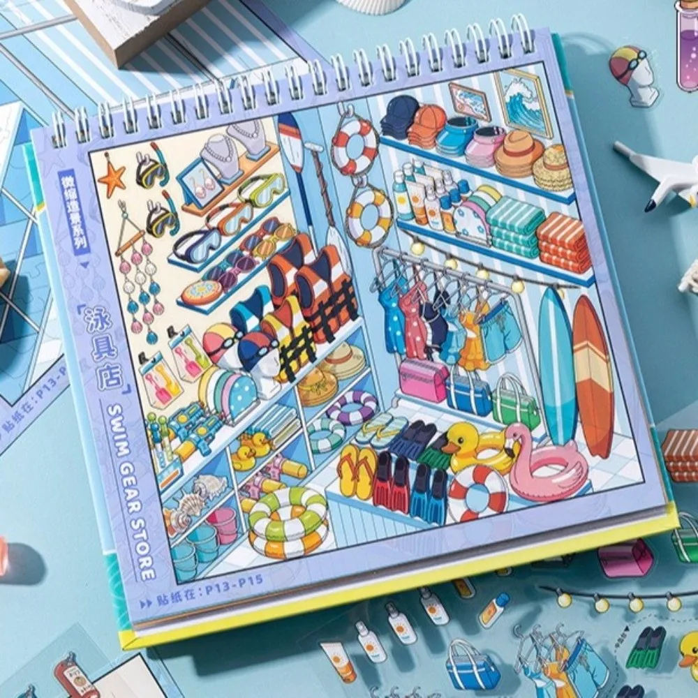 New Shop Scene Scenery Stickers PET 10 Scenes Miniature Scene Sticker Bakery Post Office Book Swimwear Sticker Book for Children
New Shop Scene Scenery Stickers PET 10 Scenes Miniature Scene Sticker Bakery Post Office Book Swimwear Sticker Book for Children