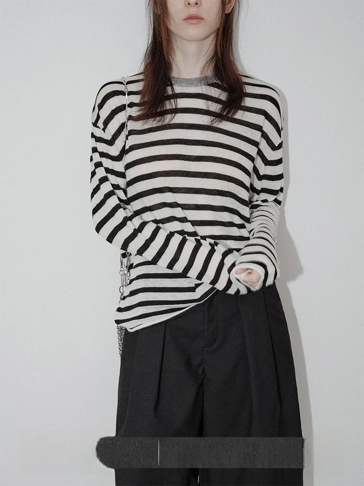 Veega Chic Wool Blend T-irt round Ne Striped Color Blo Draped Loose Fit Knitted Spring Faion Ladies' Casual Top
Veega Chic Wool Blend T-irt round Ne Striped Color Blo Draped Loose Fit Knitted Spring Faion Ladies' Casual Top