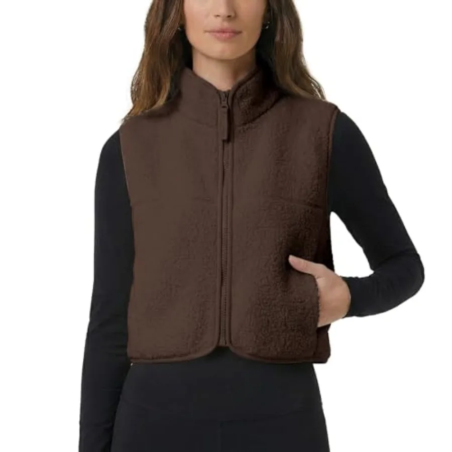 Cropped Fleece Vest Women Zip Up Stand Collar Warm Sherpa Vest Fall Cute Sleeveless Fleece Waistcoat with Pocket Brown, S
Cropped Fleece Vest Women Zip Up Stand Collar Warm Sherpa Vest Fall Cute Sleeveless Fleece Waistcoat with Pocket Brown, S