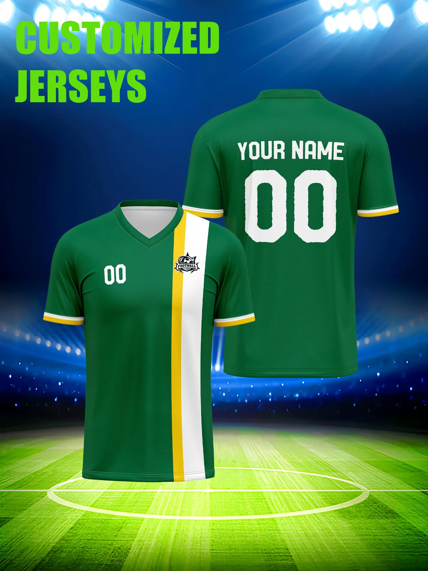 Футболка для болельщиков с индивидуальным изображением, номером и именем, персонализированная комбинация цветов, футбольная форма для фанатов.
Футболка для болельщиков с индивидуальным изображением, номером и именем, персонализированная комбинация цветов, футбольная форма для фанатов.