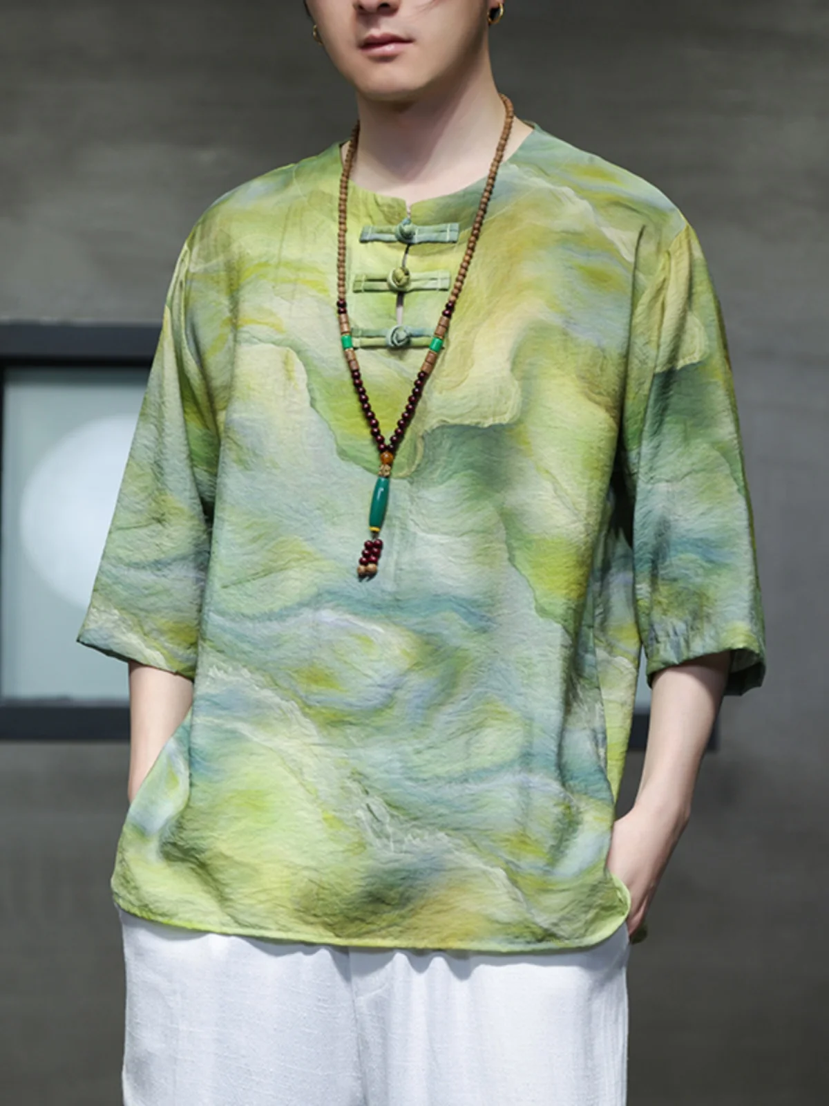 Мужская футболка из льна и шелка с принтом в стиле ханьфу, летняя, трендовая, брендовая, с охлаждающим эффектом, классический крой, круглый вырез
Мужская футболка из льна и шелка с принтом в стиле ханьфу, летняя, трендовая, брендовая, с охлаждающим эффектом, классический крой, круглый вырез