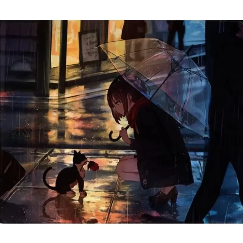 DIY Lass Clear Umbrella Rainy Street Black Cat Jigsaw Puzzle, Wet Pavement Warm Store Light City Night Wall Decor Gift
DIY Lass Clear Umbrella Rainy Street Black Cat Jigsaw Puzzle, Wet Pavement Warm Store Light City Night Wall Decor Gift