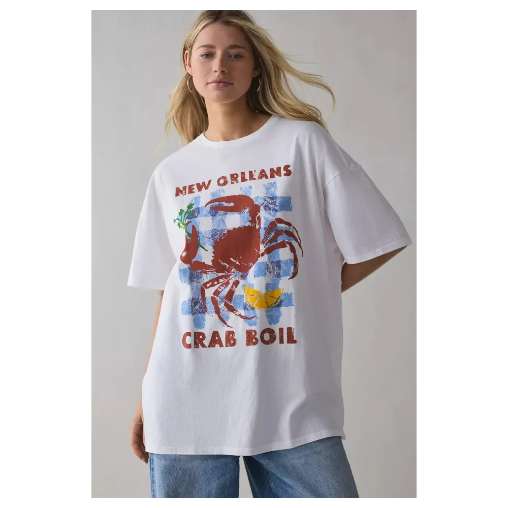 2025 Summer Fashion Red Crab Print Women's Short-sleeved T-shirt Harajuku Plus Size Casual Shirt Round Neck Women's Street Tops
2025 Summer Fashion Red Crab Print Women's Short-sleeved T-shirt Harajuku Plus Size Casual Shirt Round Neck Women's Street Tops
